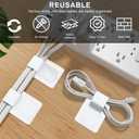 20-Pack Large Reusable Self-Adhesive Cable Ties cable management Adjustable Hook & Loop Straps for Organizing Data Cables, Wires, Headphones Under-Table Cord Management for Home, Office