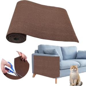 Cat Scratch Couch Furniture Protector, Adhesive Cat Scratch Pad Deterrent for Furniture, DIY Climbing Cat Scratcher Couch Protector from Cat Claws Scratching for Indoor (Brown,78.7x15.8In)
