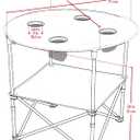 Rio Brands 28" Round Lightweight Fabric Portable Folding Beach Table with Cupholders, Blue