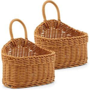 Hanging Storage Baskets - 2 Pcs Wall Decorative Storage Baskets Woven Hanging Basket with Handle,Wall Basket Bin for Kitchen Storage and Home Decor
