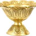 Brass Lotus Akand Diya  Traditional Indian Golden Oil Lamp for Diwali Pooja & Home Temple Decoration, Handmade Engraved Virgin Brass Metal for Thanksgiving & Festivals  Small (Gold) (Small (Pack of 1))