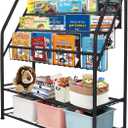 Aboxoo Metal Kids Bookshelf Black Large Freestanding for Children Room 32 in Toy Organizer Large Stable Bookcase Bookstore Library Book Unit Storage Kids Bed Living Room