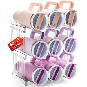 Upgraded Larger Tumbler Organizer for Stanley 40 oz Tumbler with Handle, Kitchen Storage for Stanley Cup Accessories, Kitchen Organization and Storage for Tumbler Mug Cup (Larger-9-bottle) (Larger 3 Tier)