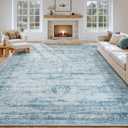 9x12 Area Rugs for Living Room, Large Washable Rug, Blue