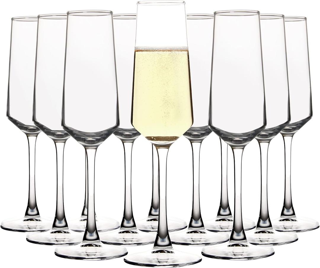 UMI UMIZILI Champagne Glass Set, Durable Champagne Flutes with Mordern Shape, Long Stem Sparkling WIne Glass Clear (A Set of 12)
