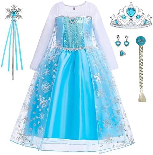 iTVTi Little Girls Princess Costume Blue Cosplay Dress up for Halloween Party with Accessories Blue 110