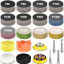 189 Pieces 2 Inch Sanding Disc, GOH DODD Hook and Loop Sanding Pads 60 to 10000 Grit Wet Dry Sandpaper with 1/8" 1/4” Shank, Backing Pad, Polishing Pads and Interface Pad for Auto Metal Resin Wood