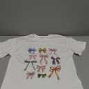 QJQ Girl's Cute Graphic T Shirts Short Sleeve Crewneck Tees Summer Trendy Preppy Tops Clothes Multicolor Bow, 10 Years