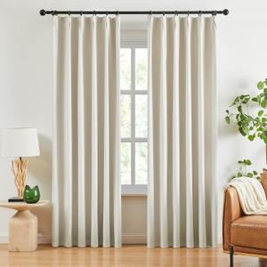Jubilantex Cream Pinch Pleated Full Blackout Curtains 63 Inches Long Faux Linen Curtains Farmhouse Thermal Insulated Window Treatments Set with Hooks for Bedroom Living Room,40" Wide Ivory 2 Panels