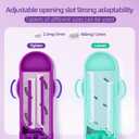 DUBSTAR 2PCS Pill Cutter Splitter for Small and Tiny Pills, Multiple Pill Cutters for Small or Large Pills, Adjustable Pill Splitter with Centering Device and Blade Guard (Purple+Cyan)