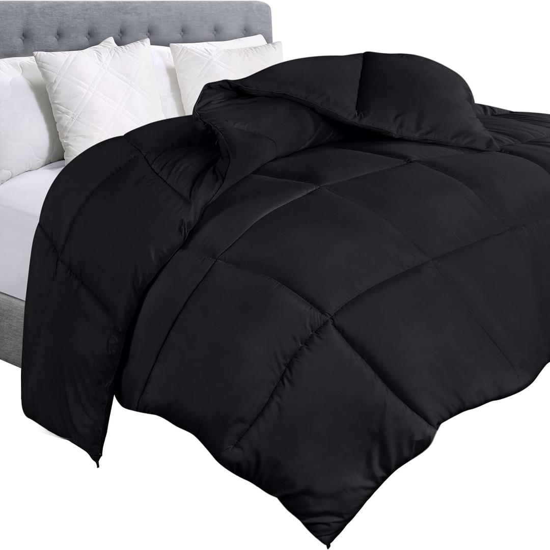 Utopia Bedding Comforter Duvet Insert, Quilted Comforter with Corner Tabs, Box Stitched Down Alternative Comforters King Size (Black) (King (Pack of 1))