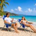 SUNNYFEEL High Seat Beach Chair for Adults, High Back 5-Position Lay Flat Reclining Beach Chair with Detachable Cooler Bag, Folding Beach Chair with Cup Holder, Heavy Duty 360 LBS, 1-pack