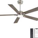 WINGBO 52" Smart Ceiling Fan with Lights, 5 Plywood Blades, 6 Speeds Reversible DC Motor, Works with Alexa and Google Assistant, 3CCT Dimmable LED Ceiling Fan for Bedroom Living Room, Nickel and Grey