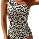 Daci One Shoulder One Piece Swimsuits for Women Tummy Control Bathing Suits Modest Full Coverage Slimming Swimwear, Large