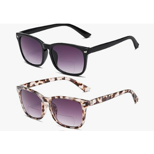 Bifocal Sunglasses For Women Classic Retro Reading Sunglasses 2 Pack UV400 Sun Readers Glasses With Metal Spring g +1.5