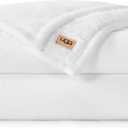 UGG Nita Full/Queen Blanket Fleece Fluffy Reversible Soft Fuzzy Bedding Cozy Plush Warm Oversized Blanket Machine Washable Bedroom Decor for Big Couch or Bed, 90-inch x 90-inch, White Snow