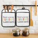 Lake Gifts Pot Holders with Pockets, Lake House Life Gifts for Women, Boat Waves Sun Rays Oven Pot Holders Heat Resistant Oven Mitts Hot Pads for Kitchen Baking Cooking