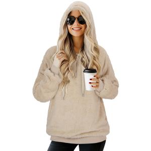 TBONTB Hoodies for Women Sweatshirts Pullover Zip Up Oversized Fleece Plus Size with Pockets Apricot X Large (Beige, XL)