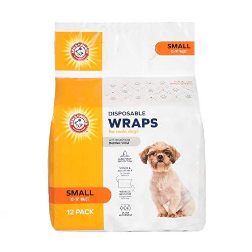 Arm & Hammer For Pets Male Dog Wraps, Size Small Ultra-Absorbent, Adjustable Male Dog Diapers with Leak-Proof Protection and Wetness Indicator | Baking Soda for Odor Control (Pack 1,12 Count Total)