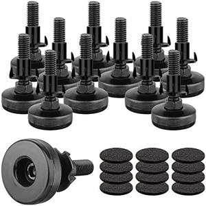 Heavy Duty Leg Levelers 3/8''-16 Thread, 18 Pcs Adjustable Leveling Feet Furniture Levelers Screw on with Threaded Inserts for Tables Chairs Cabinets Sofa, Support 3960LBs- Large Base, Black