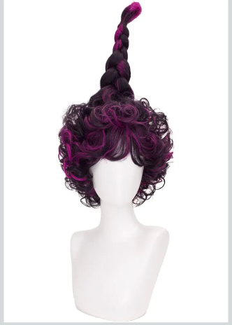 Cosplay Wig for Women Halloween Wig Black Mix Purple Curly Synthetic Braided Wig