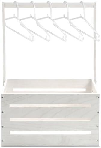 Suzile Wooden Baby Shower Crate Closet, Wood Hamper New Baby Gift Basket with Handle Gender Reveal Storage Box for Pregnancy New Parent(White, Classic)