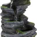 WICHEMI Indoor Fountains Tabletop Fountain Indoor Waterfall Fountain Stacked Rocks Water Feature Feng Shui Zen Meditation Relaxation Desktop Fountain with LED Light for Home and Office Decor (Style 8)