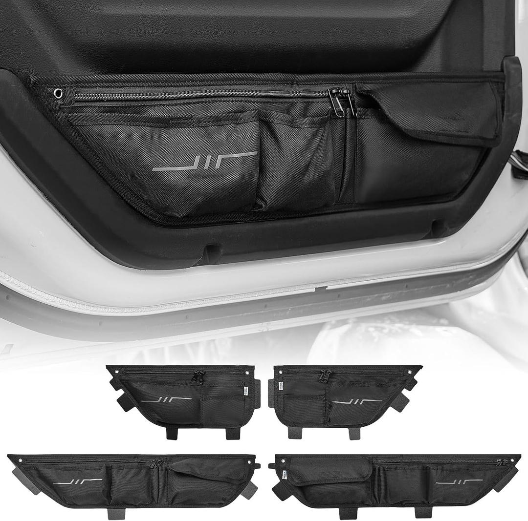 JOYTUTUS Car Door Storage Pockets Compatible with 2018-2026 Wranlger JL & Gladiator JT, Front & Rear Door Side Insert Organizer, 4 Packs
