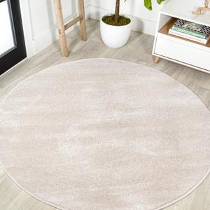 JONATHAN Y Haze Solid Low-Pile Ivory 4' Round Indoor Area Rug, Coastal,Bohemian,Minimalist,Classic, Easy-Cleaning for Living Room,Bedroom,Kitchen,Pet Friendly,Non-Shedding (SEU100D-4R)