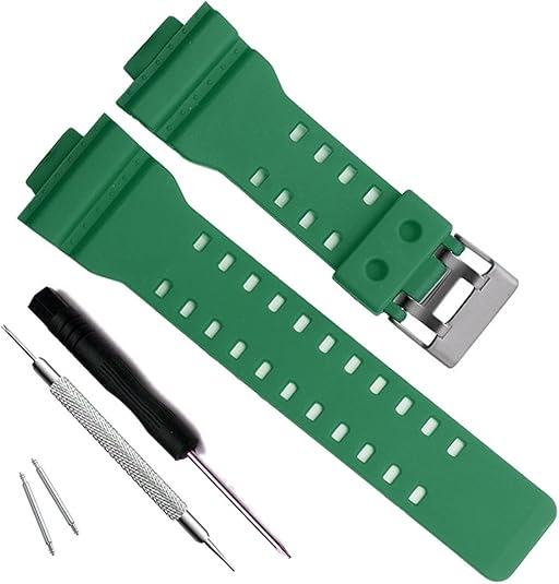 My Time OliBoPo Natural Resin Replacement Watch Band Strap for Casio Mens G-Shock GD120/GA-100/GA-110/GA-100C (Green)