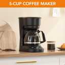 Electactic 5-Cup Programmable Drip Coffee Maker, a compact coffee machine with a digital clock and 24-hour programmable timer, featuring Auto Shut-Off, and a Removable Filter Basket for Home & Office.