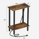 TUTOTAK Small End Table with Charging Station, Narrow Side Table with USB Ports and Outlets, Skinny Sofa Table, Slim Nightstand, Living Room, Bed Room, Brown TB01BB060