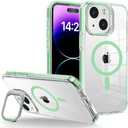 WOGROO for iPhone 11 Case, Compatible with MagSafe, Magnetic Kickstand Case for Women, Clear Green
