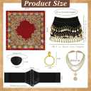 Pirate Costume Women with Off Shoulder Dress Gold Sequin Belt Accessories Halloween Set Costume L