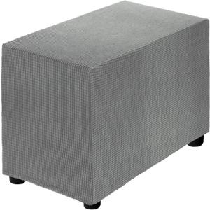 uxcell Stretch Ottoman Cover Rectangular Oversized Square Ottoman Slipcover with Elastic for Foot Stool Living Room Bedroom Fit Length 50-76cm / 20"-30", Small, Light Gray