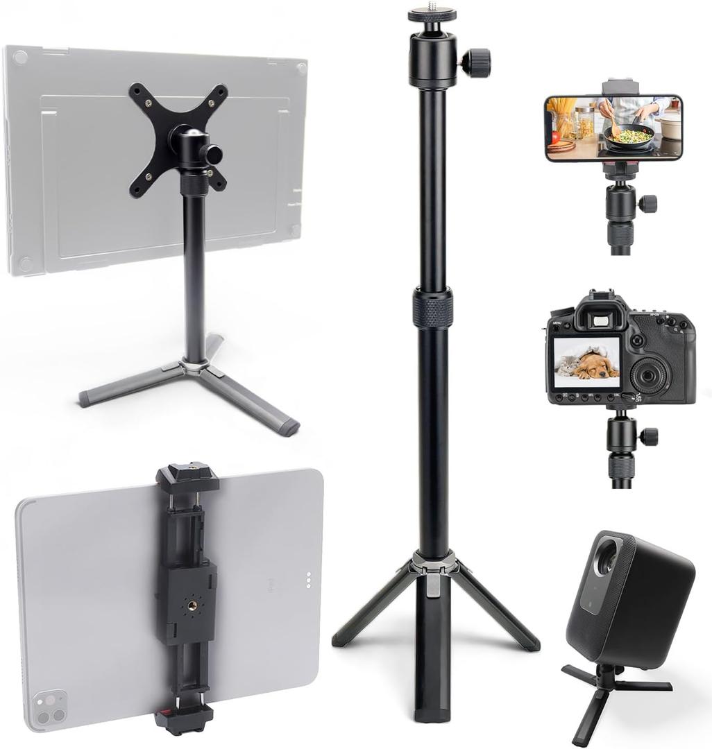Kado Metal Portable Monitor Stand Tripod, 100x100mm 75x75mm Wall/Arm Mount Adapater Bracket Plate, 360 Ball Head and 1/4" Screw Compact for Phone, Tablet, Projector, Camera and Webcam Kado Metal Portable Monitor Stand Tripod, 100x100mm 75x75mm Wall/Arm Mount Adapater Bracket Plate, 360 Ball Head and 1/4" Screw Compact for Phone, Tablet, Projector, Camera and Webcam
