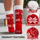 3 Pairs Christmas Fuzzy Warm Slipper Socks for Women,Soft Sherpa Fleece Lining Socks with Grippers Non Slip,One Size (Multicolor)