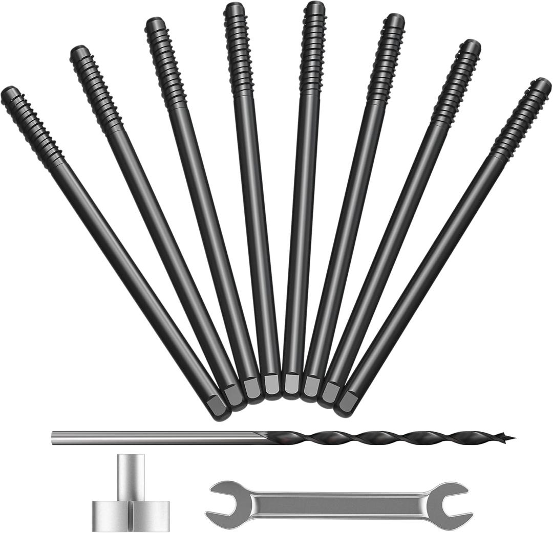 8pcs Heavy Duty Floating Shelf Brackets for 3/4" to 1.75" Boards, Invisible Blind Shelf Support Kit with CNC Drilling Jig, Double-Threaded Rods for DIY Custom Floating Shelves, 125lbs (6 inch-8pcs)