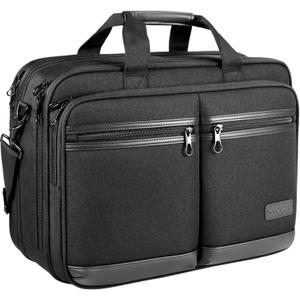 KROSER Laptop Bag Stylish Laptop Briefcase Fits Up to 17.3 Inch Expandable Water-Repellent Shoulder Messenger Bag Computer Bag with RFID Pockets for Business/Travel/College/Men/Women-Black