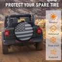 Spare Tire Cover for RV Trailer, Jeep Wheel Cover for Spare Tire, Leather Trailer Tire Covers with American USA Flag for Camper, RV Trailer, Jeep, Truck, SUV (16" for Diameter 29.52-30.70 inch)