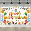 Happy Birthday Decorations - Colorful Banner & Backdrop Sign, Party Supplies Photo Background for Girls & Boys, 70.8 x 43.3 inches (Orange)