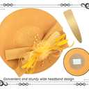 dressfan Wide Brim Fascinator Derby Hats for Women,20s Linen Detachable Flowers Big Fascinator Hat with Headband for Derby Church Wedding Tea Party,X38-Yellow (Yellow)