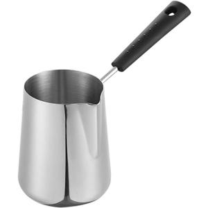 Milk Butter Warmer Pot, 20oz/600ml Turkish Coffee Pot, Stovetop Chocolate Melting Pan, Cezve Ibrik Briki Greek Arabic Coffee Maker for Maple Syrup, Sauce Heating, 18/8 Stainless Steel