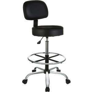 Amazon Basics Multi-Purpose Adjustable Drafting Spa Bar Stool with Sturdy Foot Rest, Back Support Cushion, 360 Swivel and Wheels, Black
