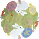 Easter Placemats Set of 4 Round Embroidered Bunny Easter Eggs Green Rabbit | Easter Table Place Mats Sage Green Circle,Spring Season Floral Coffee Dining Table Centerpiece, Tulips Flower Cutwork Cutout