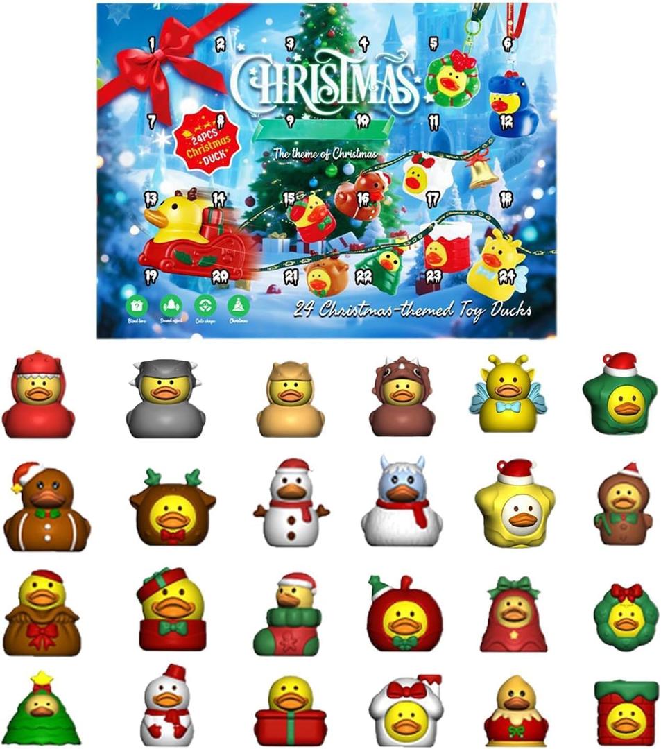 2025 Advent Calendar Rubber Ducks 24 Days of Surprises Gift for Kids Boys Girls Countdown Christmas Holiday Gift for Kids Teens (701)