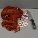 4 Pieces Halloween Witch Costume for Women, Striped Thigh High Socks Curly Wig Halloween Witch Sequins Headband for Cosplay (Orange)