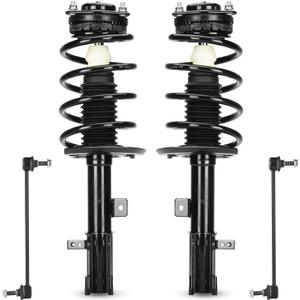 Front Struts Suspensions w/Coil Spring & Sway Bar Links for 11-14 Chrysler 200 (2.4L L4 Sedan), 08-14 Dodge Avenger (2.7L/3.6L V6 Sedan FWD), 07-10 Sebring (2.7L/3.5L V6 Sedan), 271130 271131 K750385