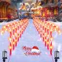 24 Pack Christmas Candy Cane Lights, Christmas Decorations Outdoor Waterproof with 8 Lighting Modes & Memory Function, Plug in Pathway Light for Outside Path Walkway Party Garden Yard Patio Xmas Decor