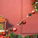 Christmas Garland with LED Lights- 6.3ft Garland for Christmas Tree Decorations for Xmas Party Indoor Home Office L/UP Bauble Garland Red Green